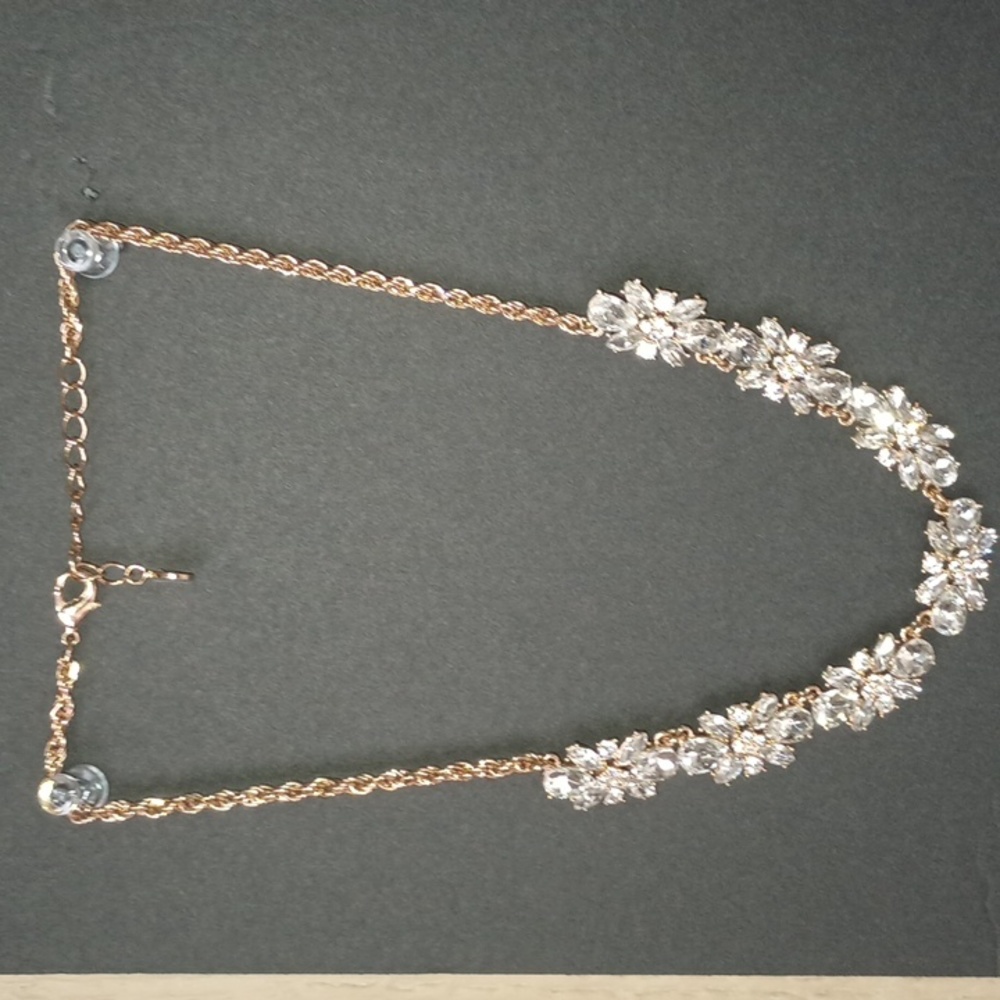 Formal Crystal Necklace Yellow Gold Hardware